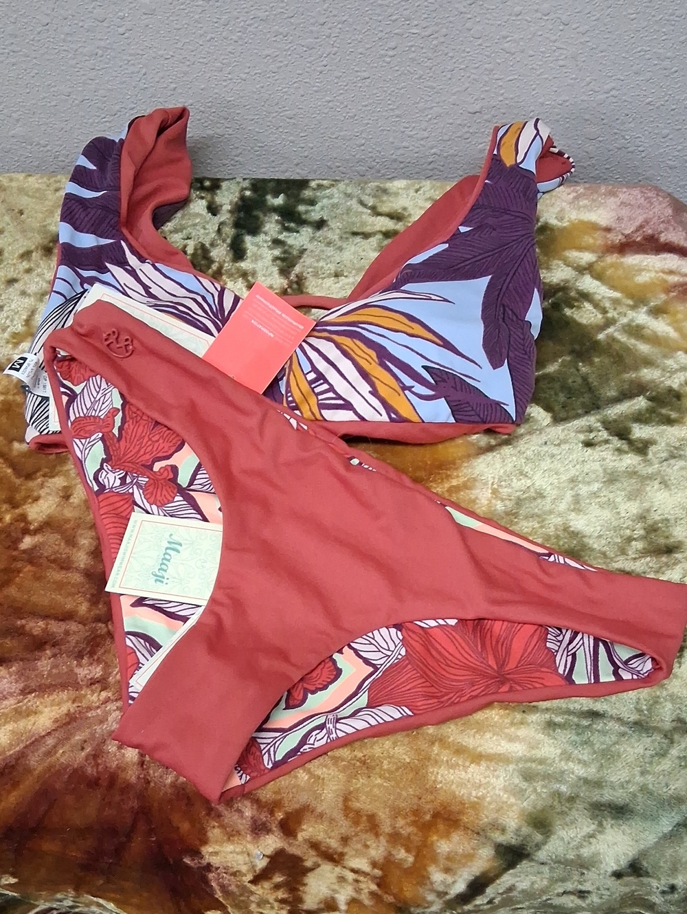 Maaji Floral Print Two-Piece Bikini Set Size M NWT